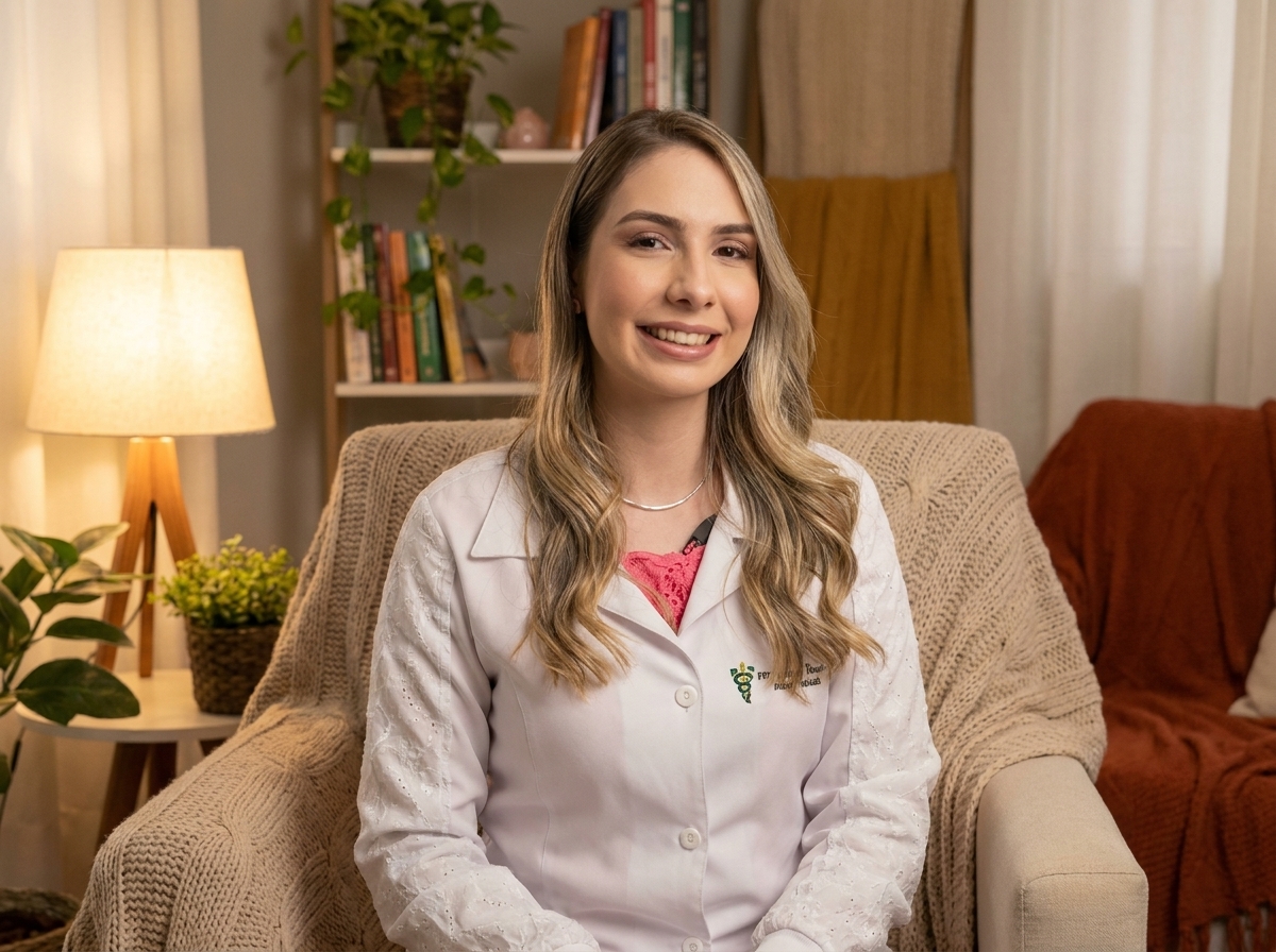 Dra. Taynara Oriente em ambiente acolhedor